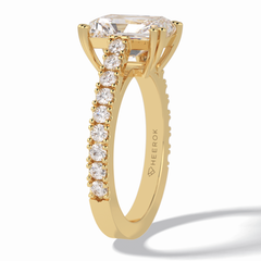 Eternal 3.03 Carat Radiant VS1 Lab-Grown Pave Engagement Ring in 18K Yellow Gold 