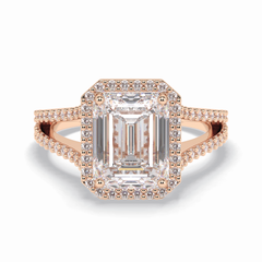 Eternal Beacon 3.10 Carat Emerald VS1 Lab-Grown Halo Engagement Ring in 18K Rose Gold 