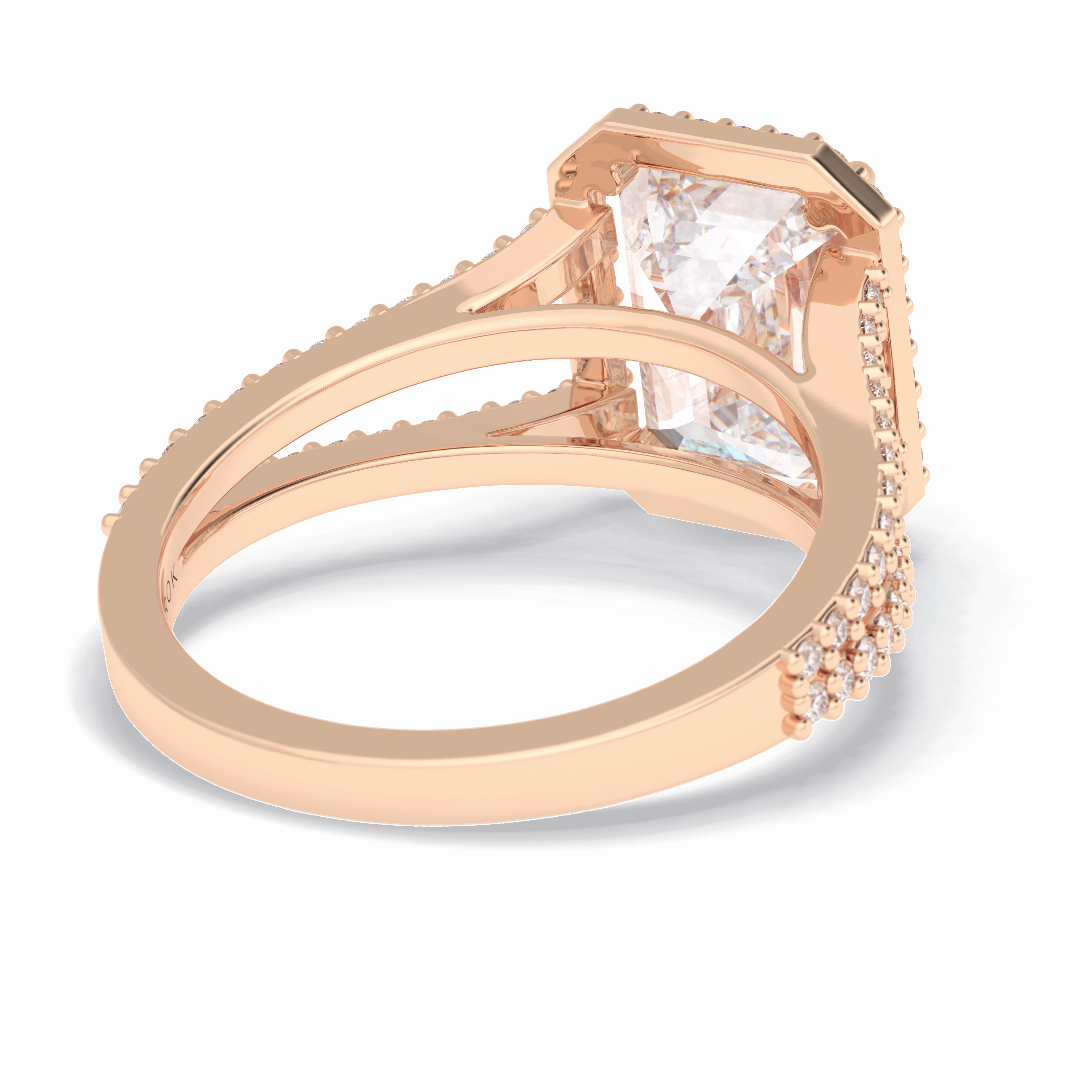 Eternal Beacon 3.10 Carat Emerald VS1 Lab-Grown Halo Engagement Ring in 18K Rose Gold  