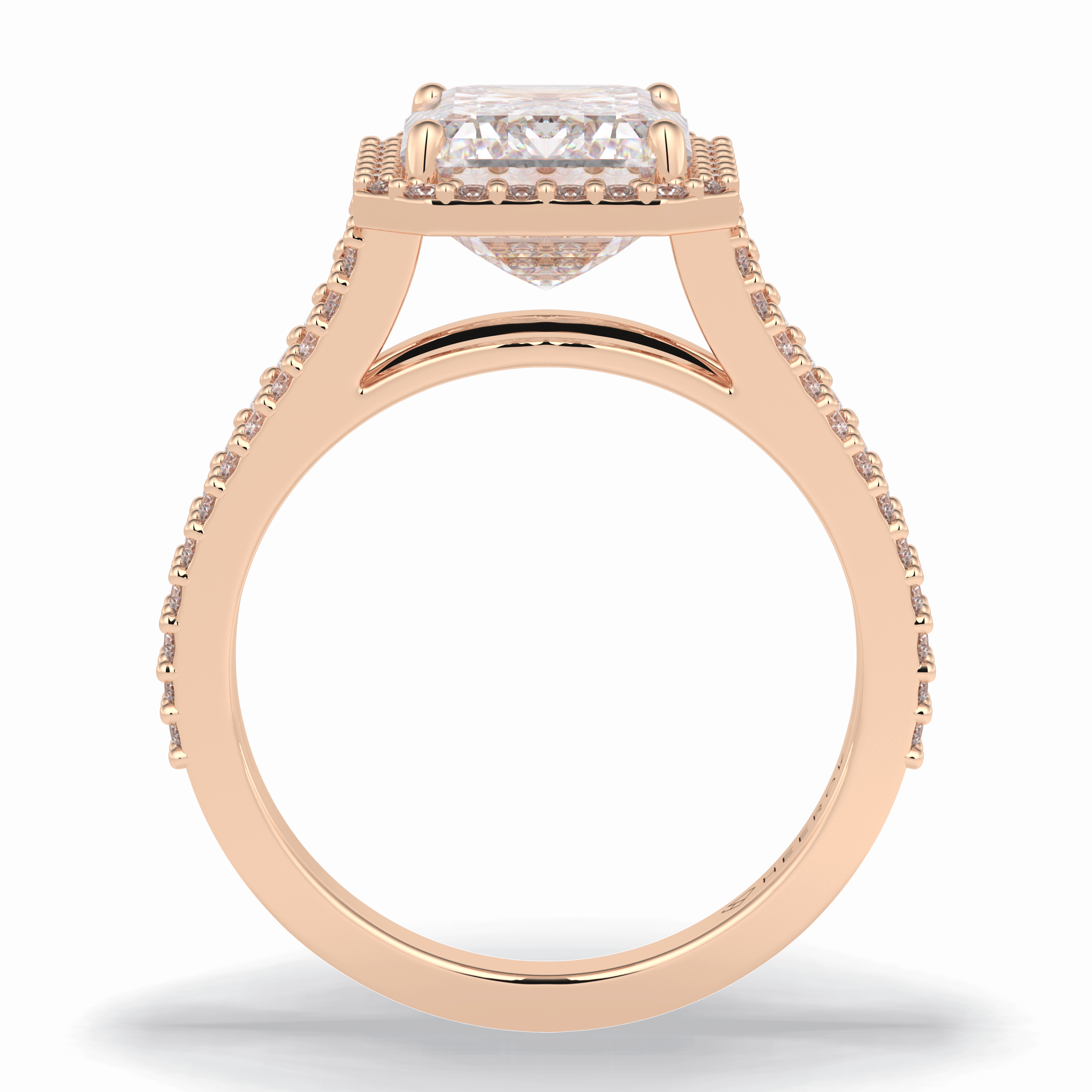 Eternal Beacon 3.10 Carat Emerald VS1 Lab-Grown Halo Engagement Ring in 18K Rose Gold  