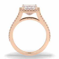 Eternal Beacon 3.10 Carat Emerald VS1 Lab-Grown Halo Engagement Ring in 18K Rose Gold  