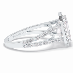 Eternal Beacon 3.10 Carat Emerald VS1 Lab-Grown Halo Engagement Ring in 18K White Gold 