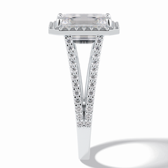 Eternal Beacon 3.10 Carat Emerald VS1 Lab-Grown Halo Engagement Ring in 18K White Gold 