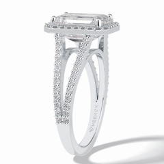 Eternal Beacon 3.10 Carat Emerald VS1 Lab-Grown Halo Engagement Ring in 18K White Gold 