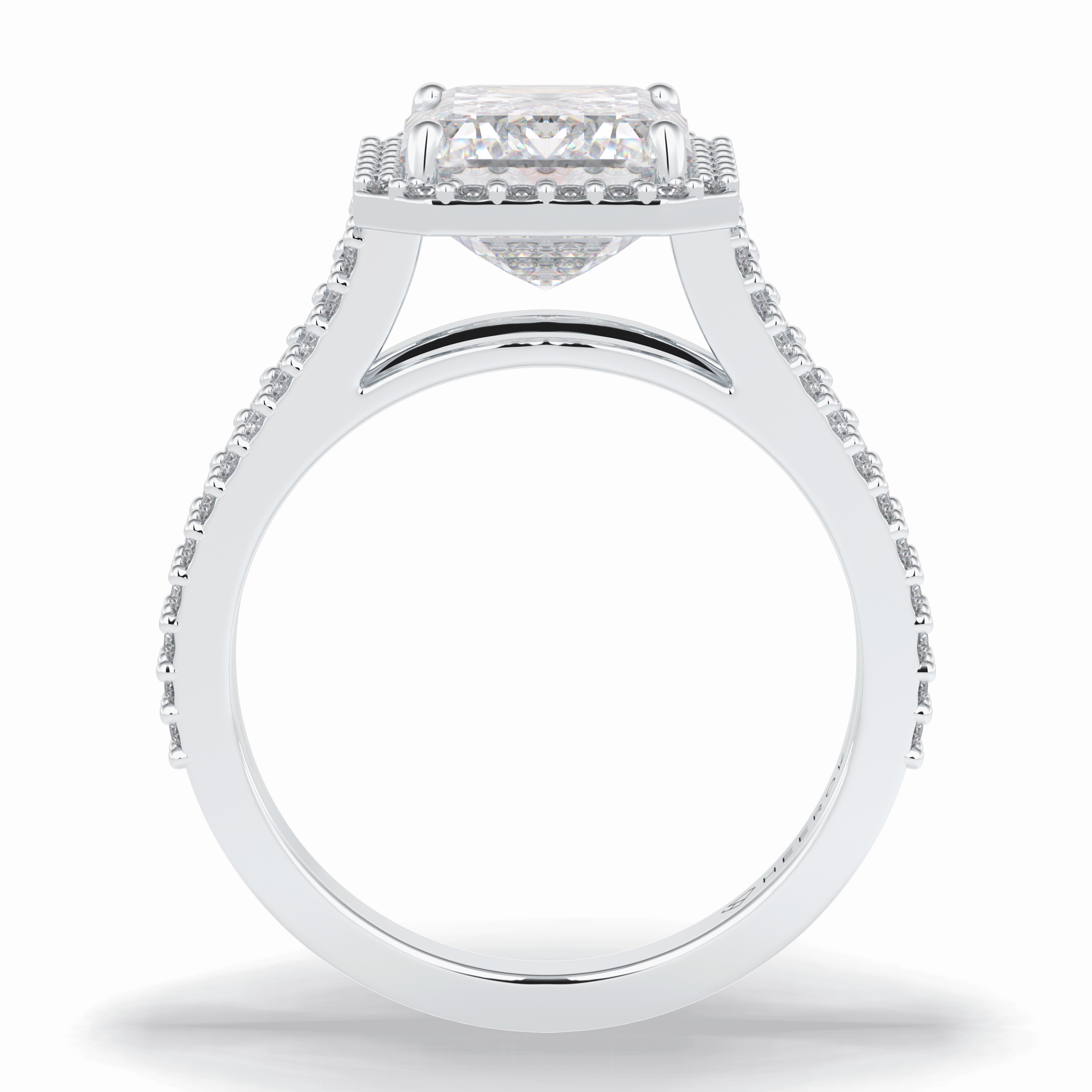 Eternal Beacon 3.10 Carat Emerald VS1 Lab-Grown Halo Engagement Ring in 18K White Gold 