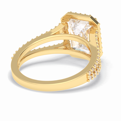 Eternal Beacon 3.10 Carat Emerald VS1 Lab-Grown Halo Engagement Ring in 18K Yellow Gold  