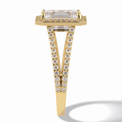 Eternal Beacon 3.10 Carat Emerald VS1 Lab-Grown Halo Engagement Ring in 18K Yellow Gold  