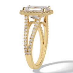 Eternal Beacon 3.10 Carat Emerald VS1 Lab-Grown Halo Engagement Ring in 18K Yellow Gold  