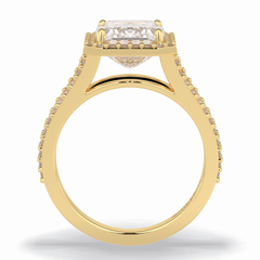 Eternal Beacon 3.10 Carat Emerald VS1 Lab-Grown Halo Engagement Ring in 18K Yellow Gold  