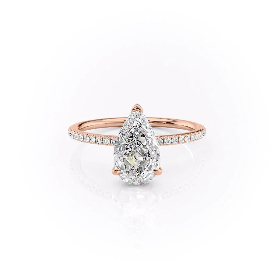 Eternal Blossom 3.00 Carat VVS1 Lab-Grown Hidden Halo Pave Engagement Ring in 18K Rose Gold Front View