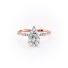 Eternal Blossom 3.00 Carat VVS1 Lab-Grown Hidden Halo Pave Engagement Ring in 18K Rose Gold Front View