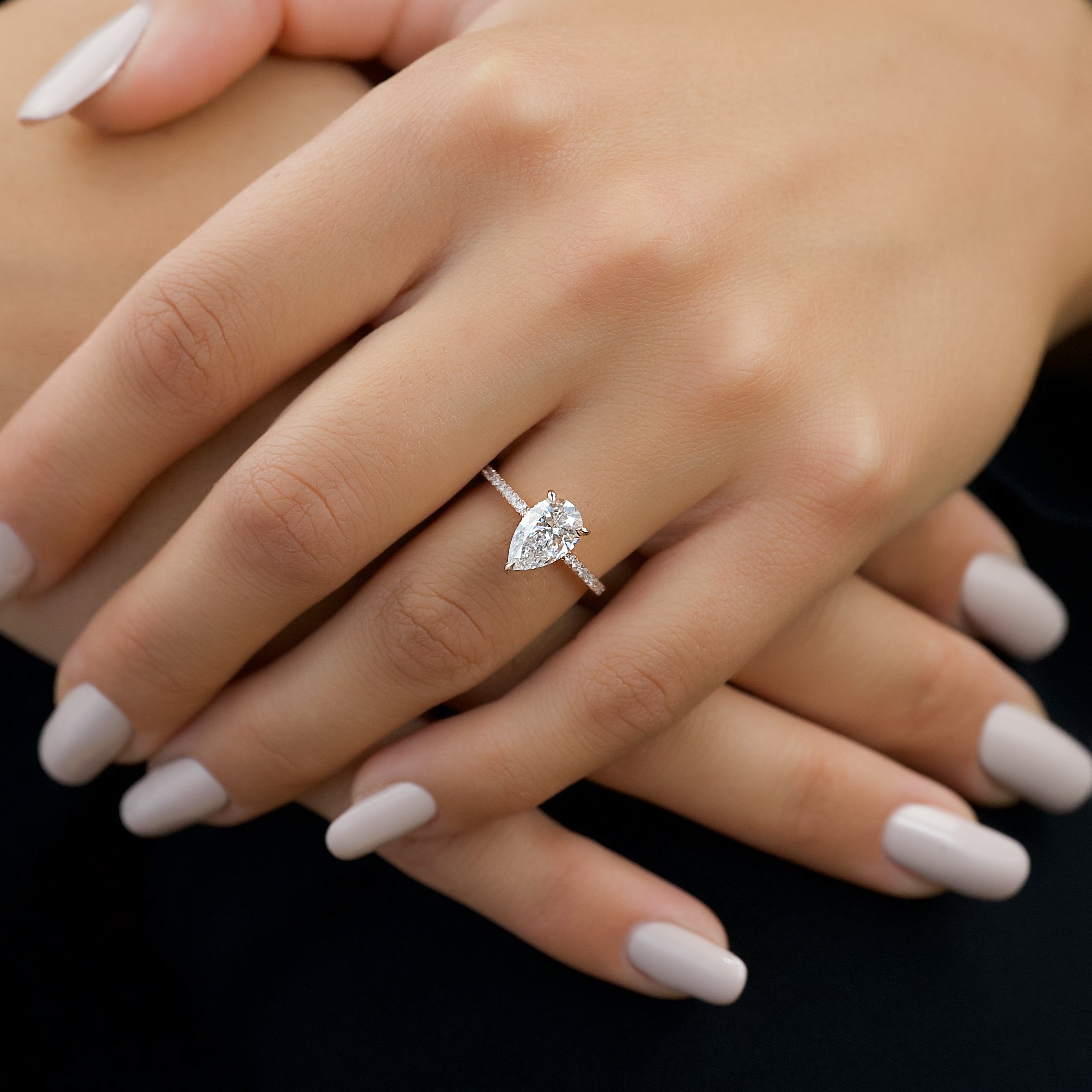 Eternal Blossom 3.00 Carat VVS1 Lab-Grown Hidden Halo Pave Engagement Ring in 18K Rose Gold Hand View