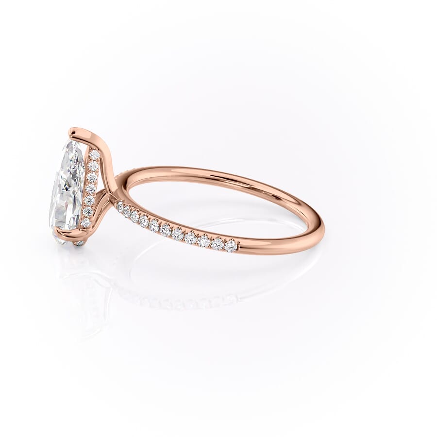 Eternal Blossom 3.00 Carat VVS1 Lab-Grown Hidden Halo Pave Engagement Ring in 18K Rose Gold Left Side Cross View