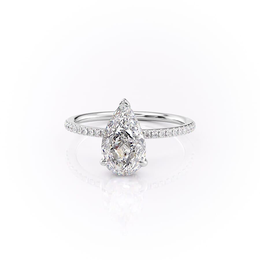 Eternal Blossom 3.00 Carat VVS1 Lab-Grown Hidden Halo Pave Engagement Ring in 18K White Gold Front View