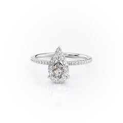 Eternal Blossom 3.00 Carat VVS1 Lab-Grown Hidden Halo Pave Engagement Ring in 18K White Gold Front View