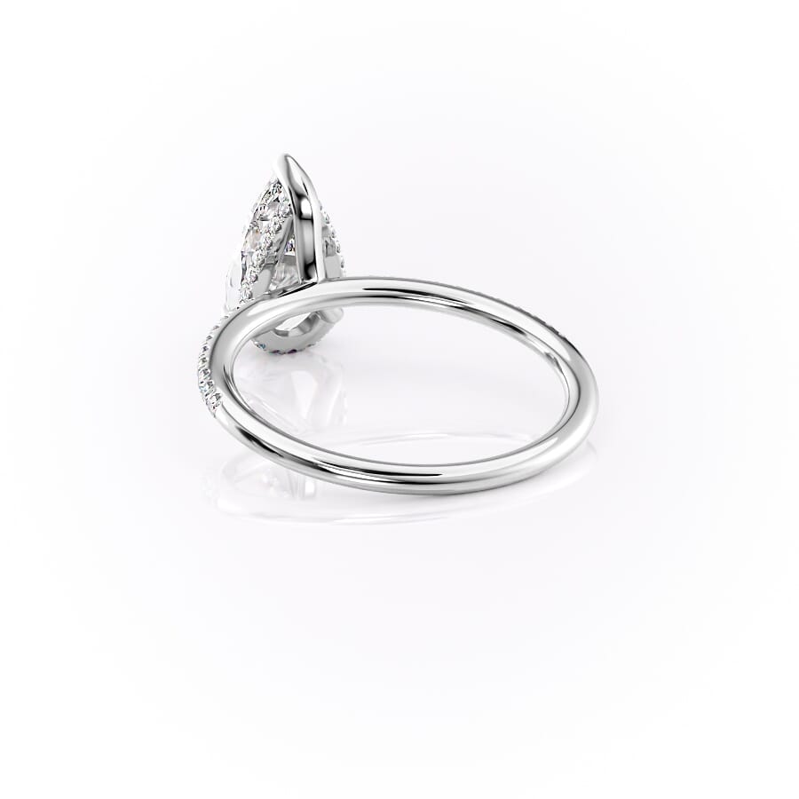 Eternal Blossom 3.00 Carat VVS1 Lab-Grown Hidden Halo Pave Engagement Ring in 18K White Gold Left Side Cross View