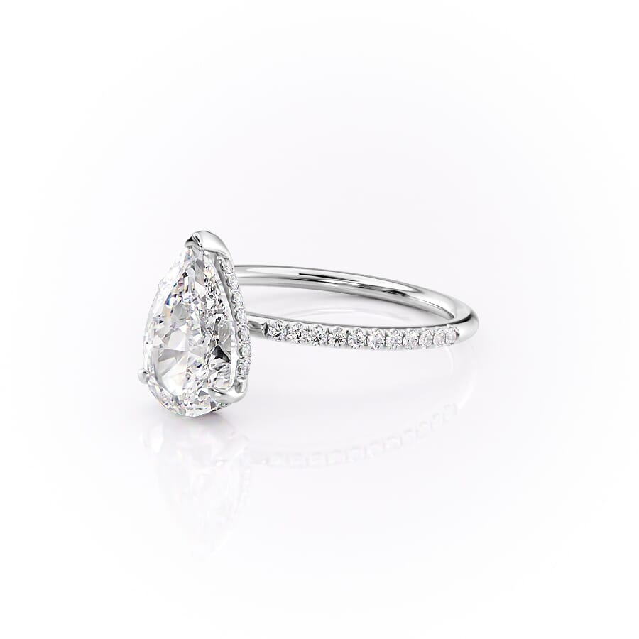 Eternal Blossom 3.00 Carat VVS1 Lab-Grown Hidden Halo Pave Engagement Ring in 18K White Gold Left Side View