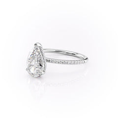 Eternal Blossom 3.00 Carat VVS1 Lab-Grown Hidden Halo Pave Engagement Ring in 18K White Gold Left Side View