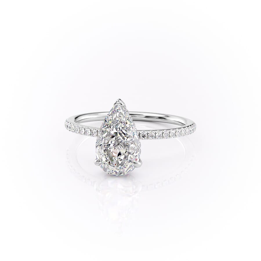 Eternal Blossom 3.00 Carat VVS1 Lab-Grown Hidden Halo Pave Engagement Ring in 18K White Gold Left View