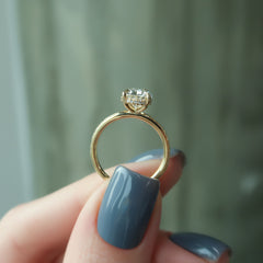 Eternal Blossom 3.00 Carat VVS1 Lab-Grown Hidden Halo Pave Engagement Ring in 18K Yellow Gold Closeup View