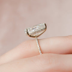 Eternal Blossom 3.00 Carat VVS1 Lab-Grown Hidden Halo Pave Engagement Ring in 18K Yellow Gold Finger Closeup View