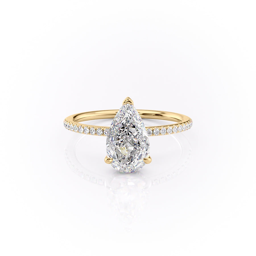 Eternal Blossom 3.00 Carat VVS1 Lab-Grown Hidden Halo Pave Engagement Ring in 18K Yellow Gold Front View