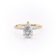 Eternal Blossom 3.00 Carat VVS1 Lab-Grown Hidden Halo Pave Engagement Ring in 18K Yellow Gold Front View