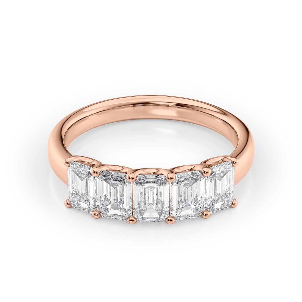 Eternal Brilliance 2 Carat VVS1 Lab-Grown Half-Eternity Ring in 18K Rose Gold Front View