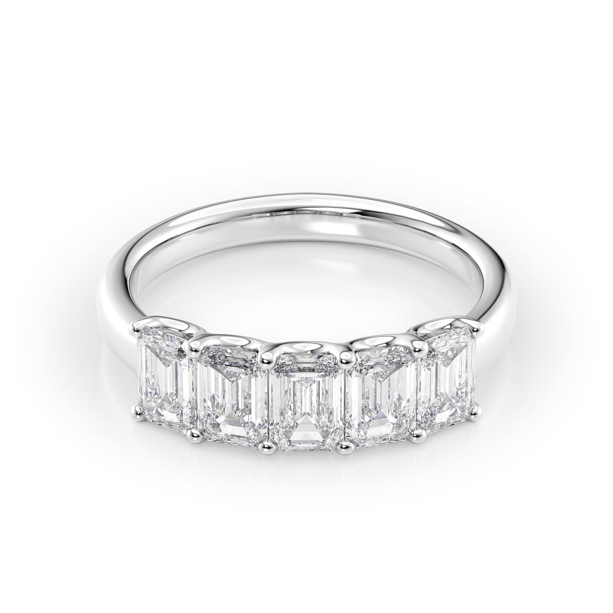 Eternal Brilliance 2 Carat VVS1 Lab-Grown Half-Eternity Ring in 18K White Gold Front View
