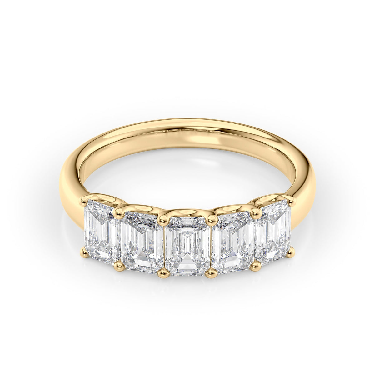 Eternal Brilliance 2 Carat VVS1 Lab-Grown Half-Eternity Ring in 18K Yellow Gold Front View