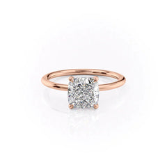 Eternal Charm 2 Carat VVS1 Lab-Grown Cushion Solitaire Engagement Ring in 18K Rose Gold Front View