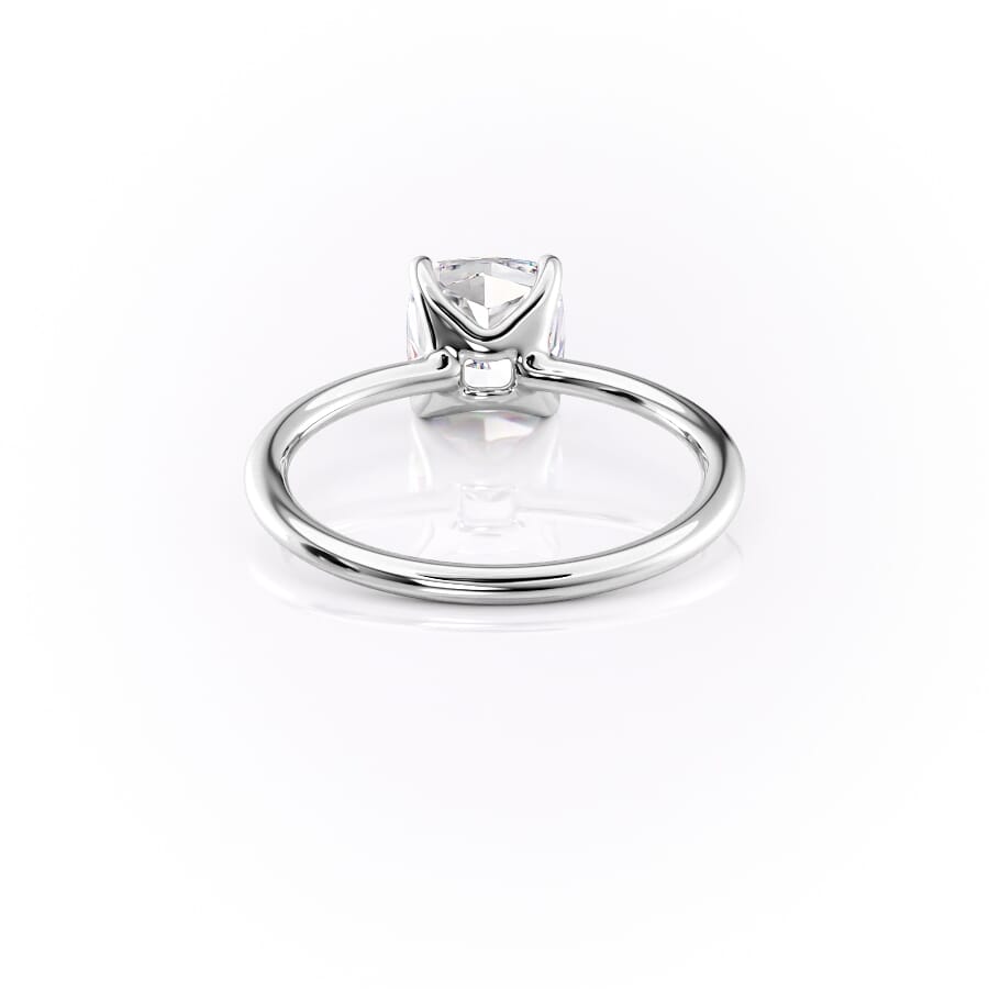 Eternal Charm 2 Carat VVS1 Lab-Grown Cushion Solitaire Engagement Ring in 18K White Gold Back Side View