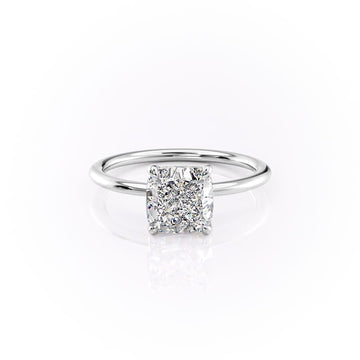 Eternal Charm 2 Carat VVS1 Lab-Grown Cushion Solitaire Engagement Ring in 18K White Gold Front View