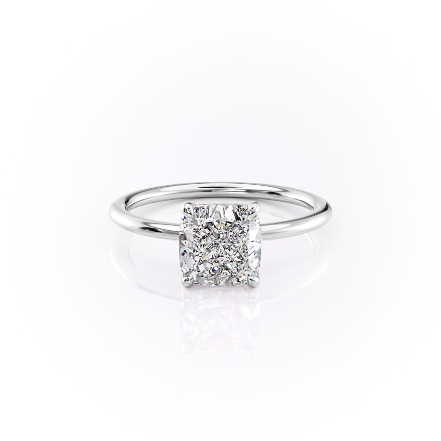 Eternal Charm 2 Carat VVS1 Lab-Grown Cushion Solitaire Engagement Ring in 18K White Gold Front View