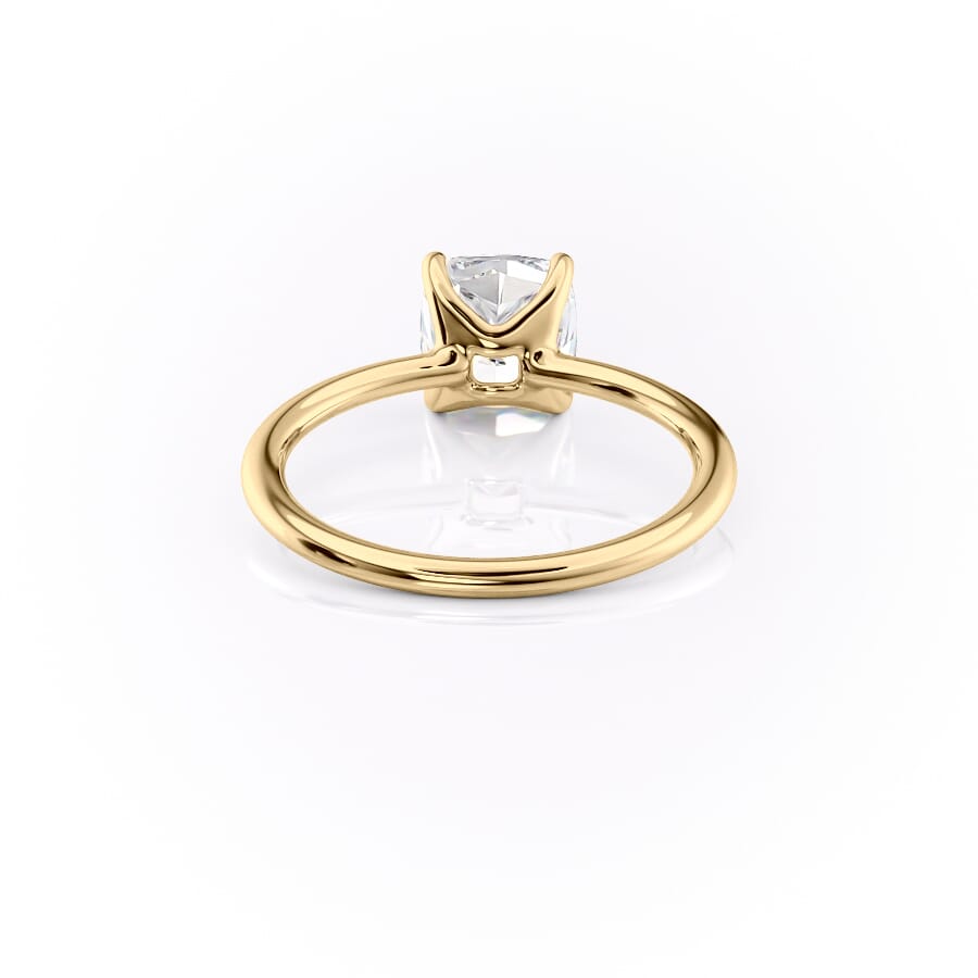 Eternal Charm 2 Carat VVS1 Lab-Grown Cushion Solitaire Engagement Ring in 18K Yellow Gold Back View