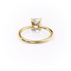 Eternal Charm 2 Carat VVS1 Lab-Grown Cushion Solitaire Engagement Ring in 18K Yellow Gold Back View