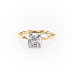 Eternal Charm 2 Carat VVS1 Lab-Grown Cushion Solitaire Engagement Ring in 18K Yellow Gold Front View