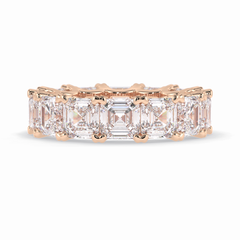 Eternal Elegance 10.21 Carat Asscher VVS1 Lab-Grown Eternity Wedding Band in 18K Rose Gold 
