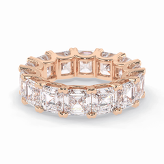 Eternal Elegance 10.21 Carat Asscher VVS1 Lab-Grown Eternity Wedding Band in 18K Rose Gold 