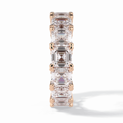 Eternal Elegance 10.21 Carat Asscher VVS1 Lab-Grown Eternity Wedding Band in 18K Rose Gold 