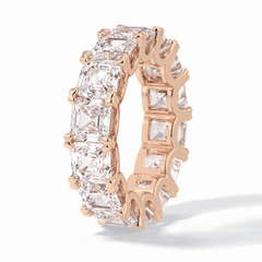 Eternal Elegance 10.21 Carat Asscher VVS1 Lab-Grown Eternity Wedding Band in 18K Rose Gold 