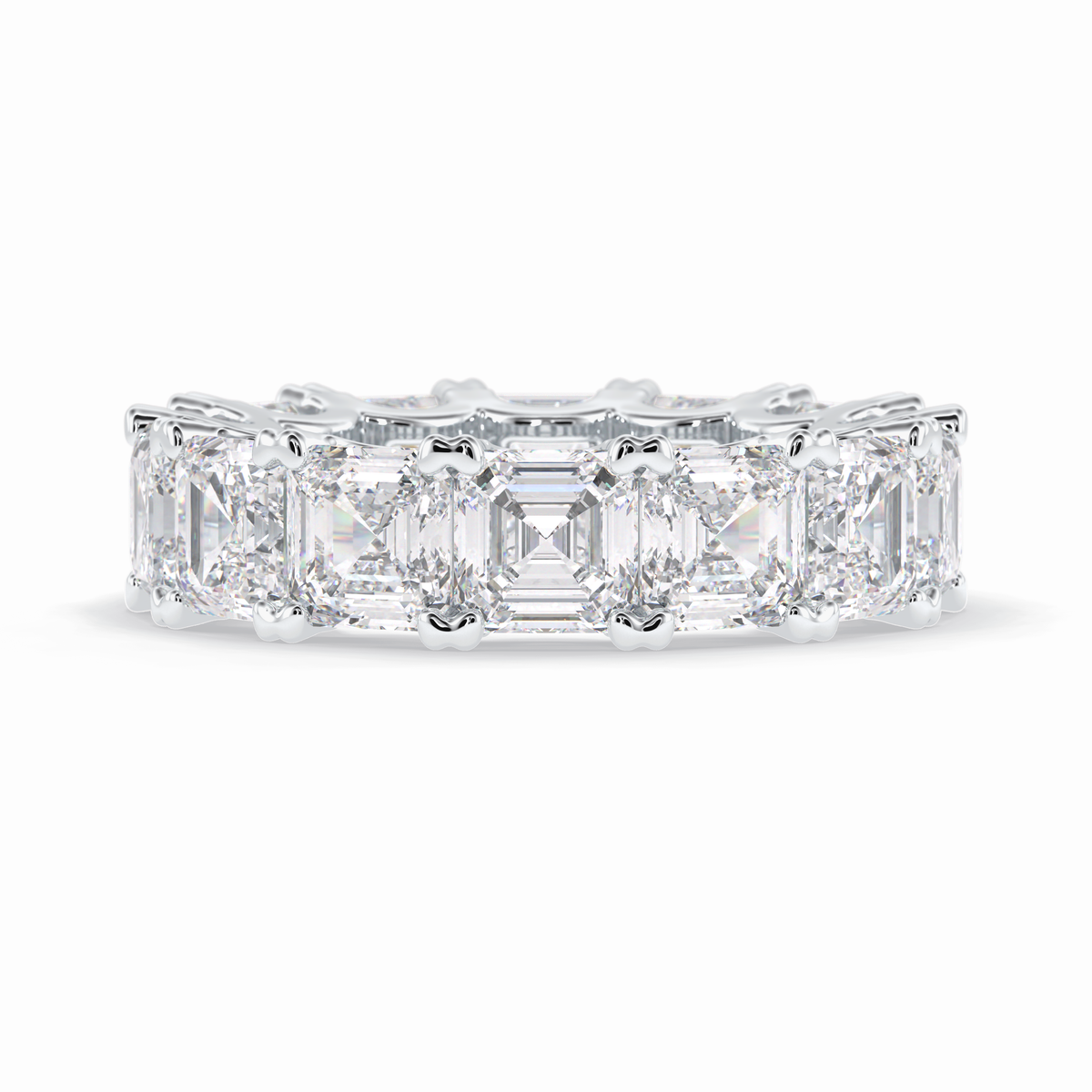 Eternal Elegance 10.21 Carat Asscher VVS1 Lab-Grown Eternity Wedding Band in 18K White Gold 