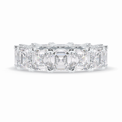 Eternal Elegance 10.21 Carat Asscher VVS1 Lab-Grown Eternity Wedding Band in 18K White Gold 