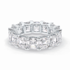 Eternal Elegance 10.21 Carat Asscher VVS1 Lab-Grown Eternity Wedding Band in 18K White Gold 
