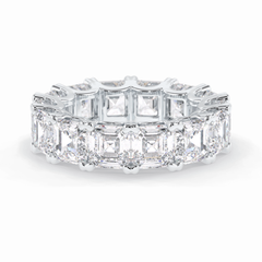 Eternal Elegance 10.21 Carat Asscher VVS1 Lab-Grown Eternity Wedding Band in 18K White Gold 