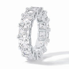 Eternal Elegance 10.21 Carat Asscher VVS1 Lab-Grown Eternity Wedding Band in 18K White Gold 