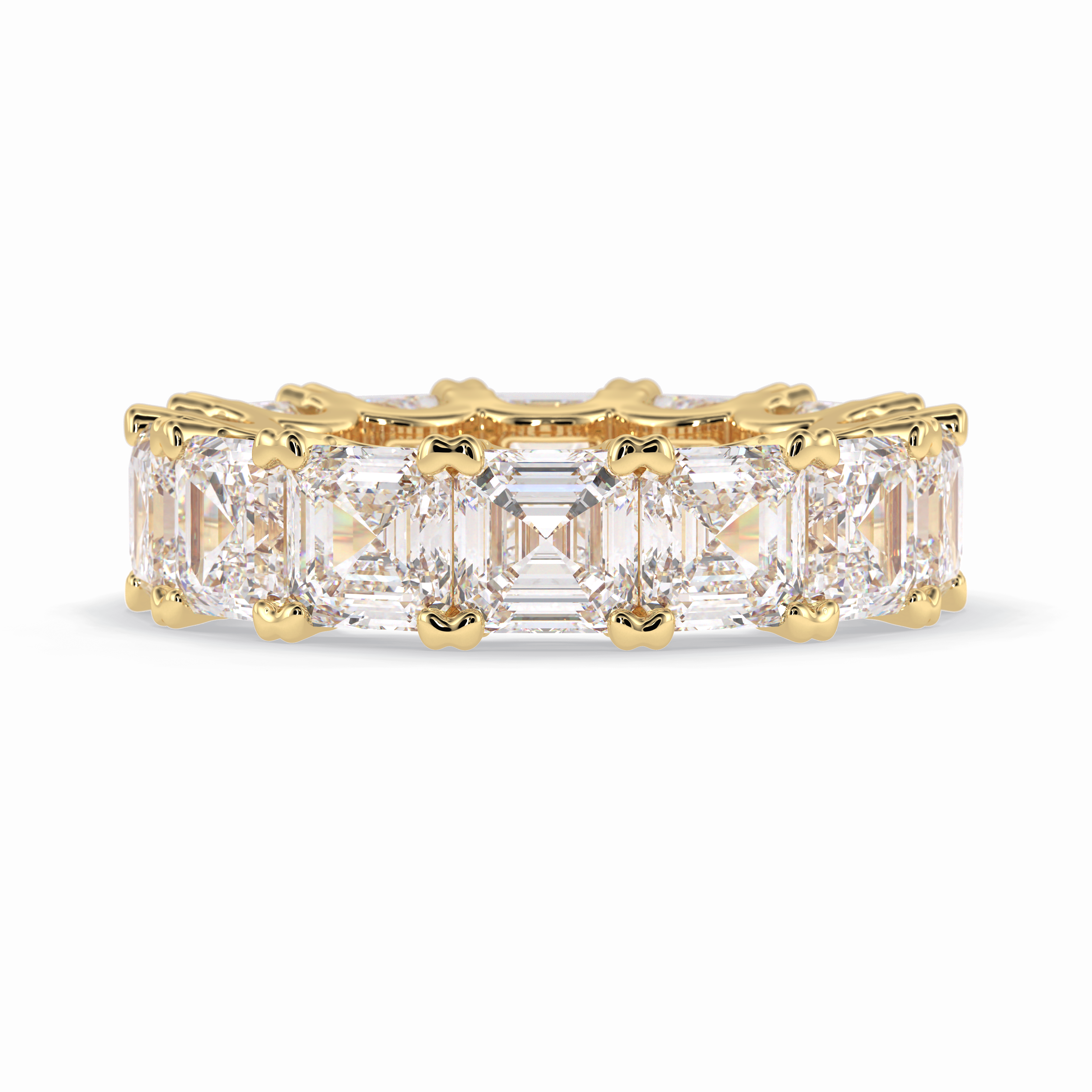 Eternal Elegance 10.21 Carat Asscher VVS1 Lab-Grown Eternity Wedding Band in 18K Yellow Gold  