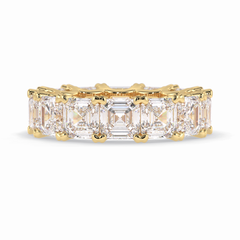 Eternal Elegance 10.21 Carat Asscher VVS1 Lab-Grown Eternity Wedding Band in 18K Yellow Gold  