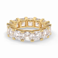Eternal Elegance 10.21 Carat Asscher VVS1 Lab-Grown Eternity Wedding Band in 18K Yellow Gold  