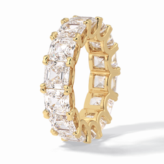 Eternal Elegance 10.21 Carat Asscher VVS1 Lab-Grown Eternity Wedding Band in 18K Yellow Gold  